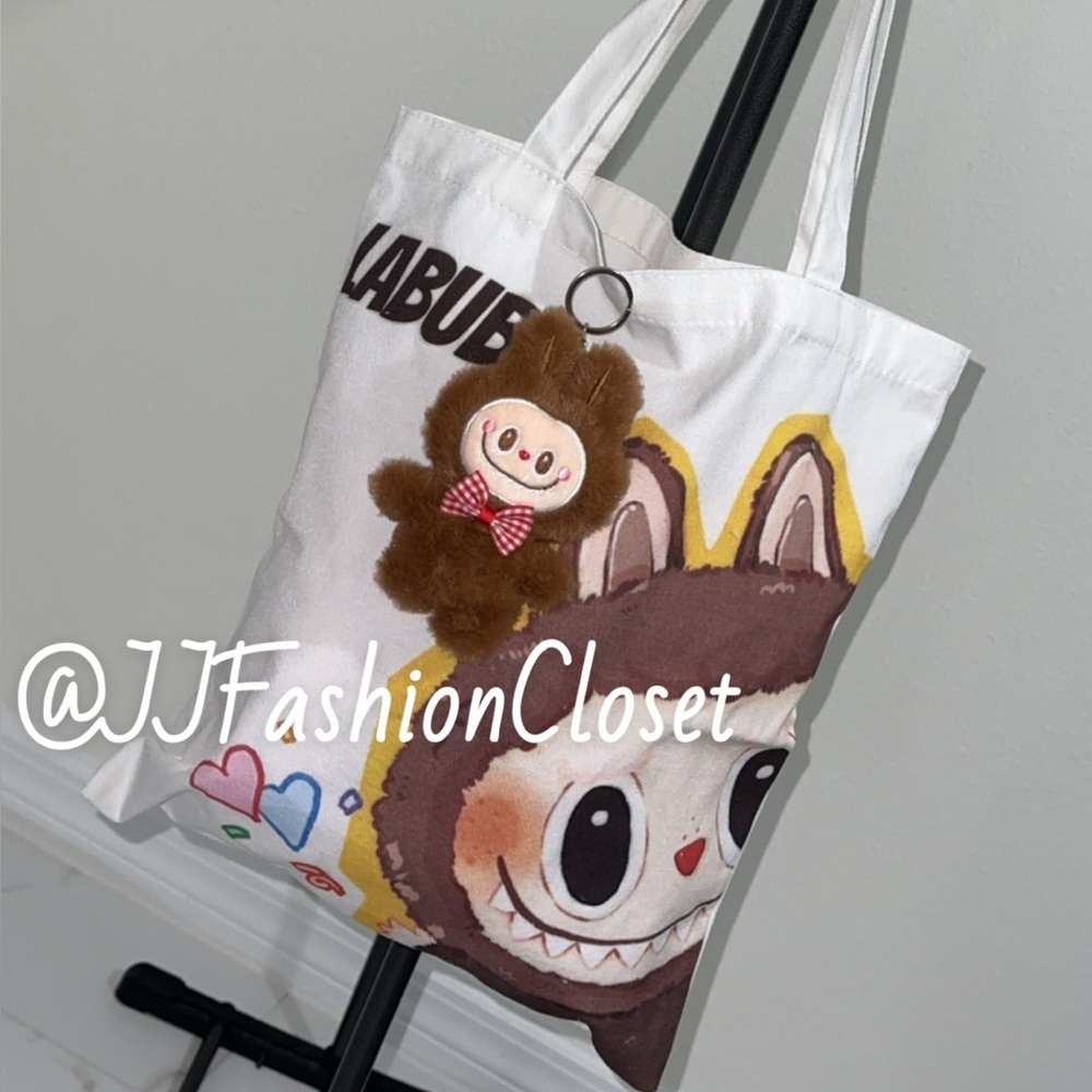 Cute “Labubu” Tote Bag with plush Keychain
